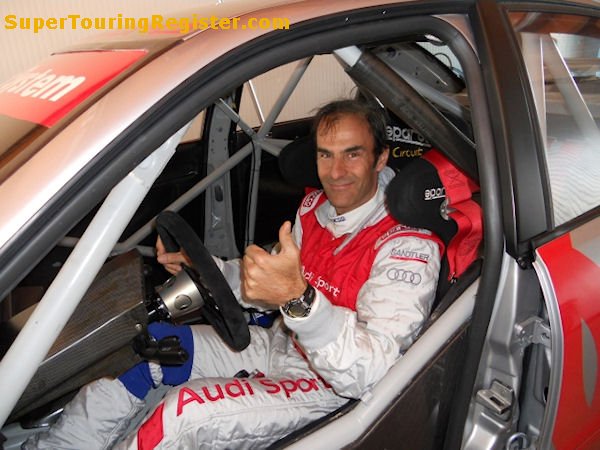 Emanuele Pirro inspects the newly rebuilt car, Franciacorta  2012